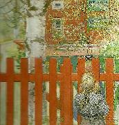 Carl Larsson staketet-vid staketet oil painting on canvas